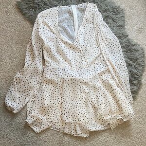 Elegant White Polka Dot Women's Jumper